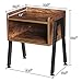 Kingso Nightstand Side Table End Table Stackable Bedside Table Record Player Stand with Storage for Bedrooms, Living Room Night Stand for Small Spaces with Stable Metal Frame, Rustic Brown