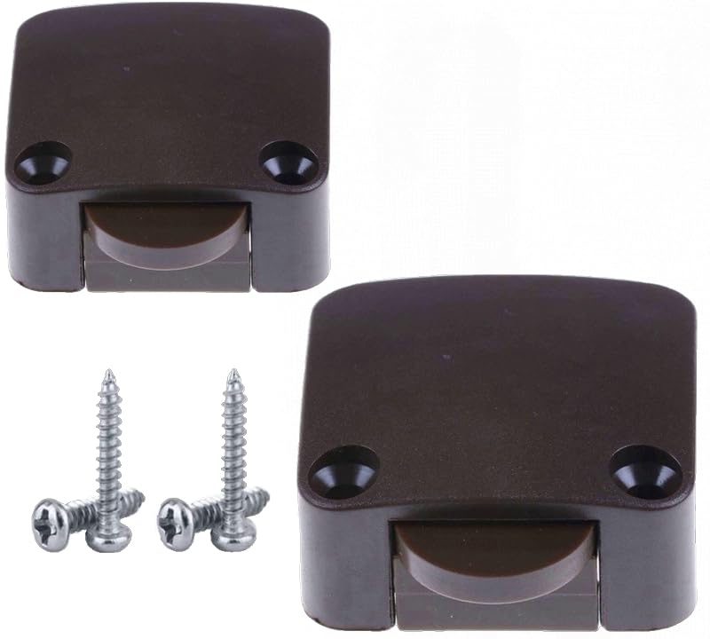 Pack of 2 Door Contact Switches for Wardrobes, Storage Rooms and Other Doors, Bar Switch, Cabinet Switch, 250 V 2 A, Square 3.4 x 3.2 x 1.6 cm, Brown