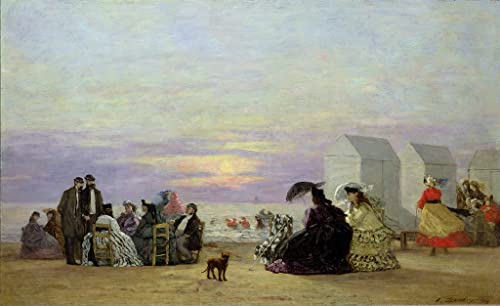 Tableau scène de plage Eugène Boudin 60x90cm pour habiller un grand mur vide de chambre