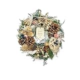 ［ 2026年 mamawreath A クリスマスリース Mサイズ ］クリスマス フラワーリース お花 玄関ドア プレゼント ギフト 玄関用 永遠の意味 Mサイズ:25cm(直径)×7cm(厚み) (クリスマスナチュラル (WR-56-B))