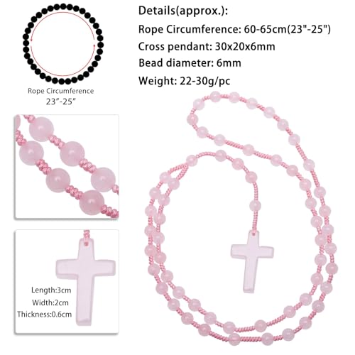 TUMBEELLUWA Cross Pendant Beaded Necklace for Men Women, Catholic Rosary Hand Knotted Necklace2