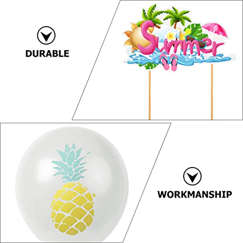 Amosfun Decoração de festa havaiana Aloha flamingle Abacaxi Guirlanda Aloha Banner Topo de cupcake B