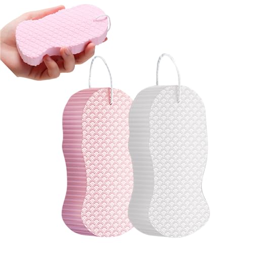 Exfoliating Bath Sponge, Super Soft Bath Sponges for Shower, 2025 Magic Exfoliating Sponge Dead Skin Remover for Body, Reusable Soft Scrubber Sponges for Women (Pink+White) -  SROCOPT