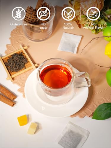 Image of TeeLux Decaf Hot Cinnamon Black Tea, Decaffeinated Black Tea with Cinnamon, Clove, Spicy & Sweet Flavor, 100 Count