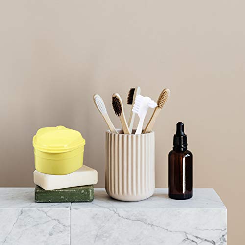 Caixa de armazenamento de dentes falsos da Healifty com escova de limpeza (amarelo + escova de dente