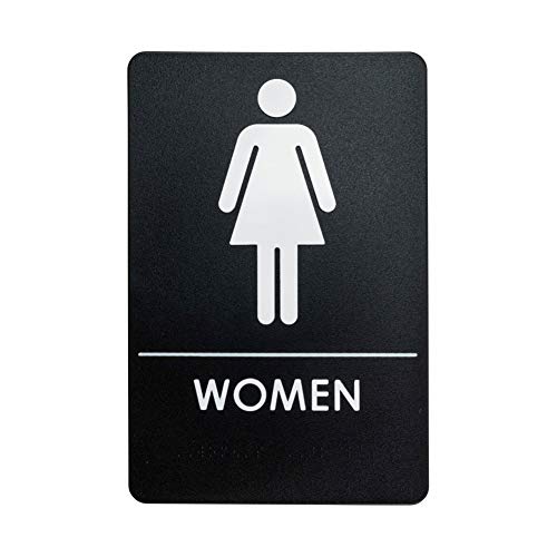 London Health Products Womens Restroom Sign - ADA - Black & White - Includes Adhesive Tape and Instructions (1)