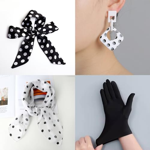 BDSHUNBF 50s Costume Accessories, 1950s Retro Party, Grease Fancy Dress, Cosplay, for Women & Girls, Black - Image 4