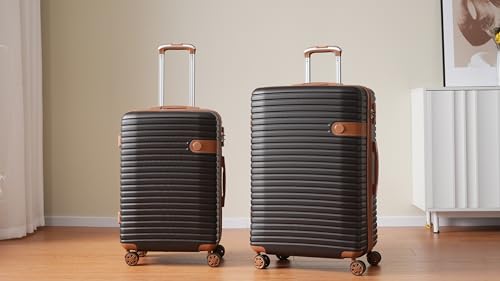 4 Piece Lightweight Travel Luggage Set for Stress-Free Journeys, Durable Hard Shell with Expandable Options, Coffee3