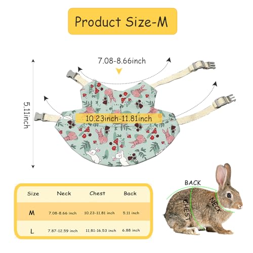 Image of 2Pcs Rabbit Harness and Leash Set Soft Adjustable Clothes for Bunny Guinea Pigs Chinchillas Small Pets Walking Harness Small Rabbits Outdoor Camping Hiking Training (M)