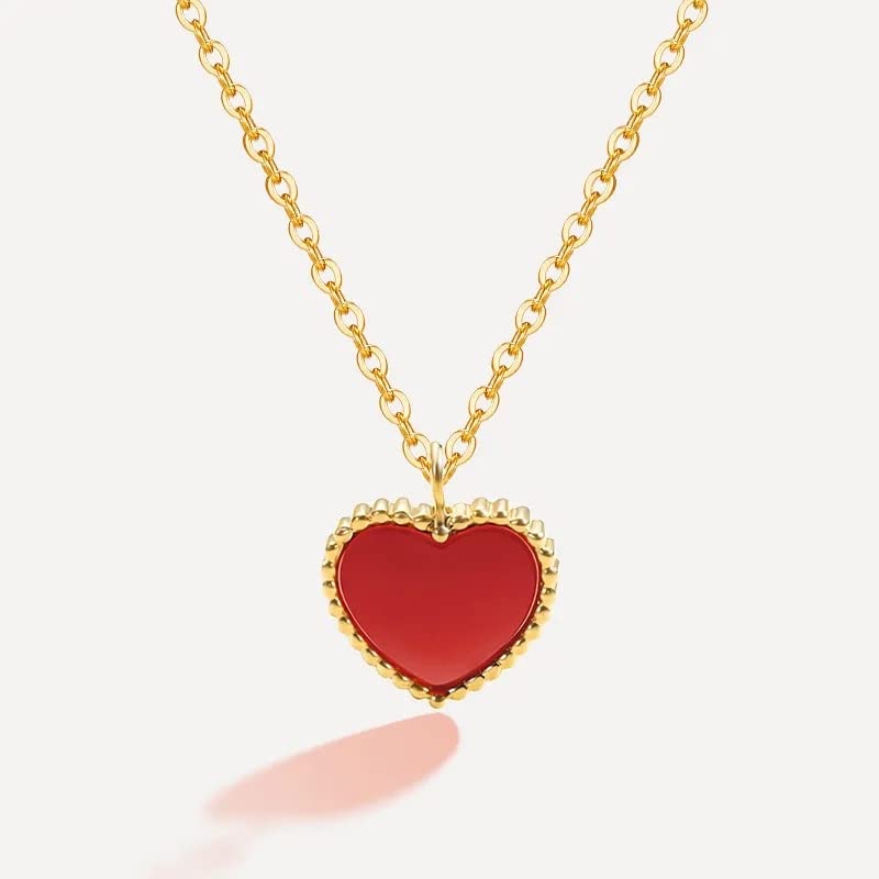 Collier pendentif cœur onyx s925 exprimez votre amour avec l'agate rouge - 2