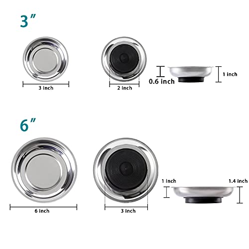 Image of 5 Pieces Magnetic Trays Set Stainless Steel Magnet Tool Tray Parts Holder for Screws, Sockets, Bolts, Pins, Mechanic's and Automotive