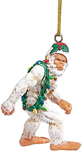 Design Toscano Abominable Snowman Yeti Christmas Tree Ornament, 3 Inch, Resin, White, Set of 3