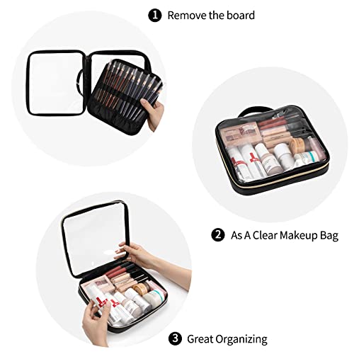 Cubetastic 48 Slots Clear Makeup Organizer Bag For Eyebrow Pencil/Lip Liner/Eyeliner, Professional Transparent Cosmetic Storage Case For Makeup Artist, Makeup Brush Holder #TOP3