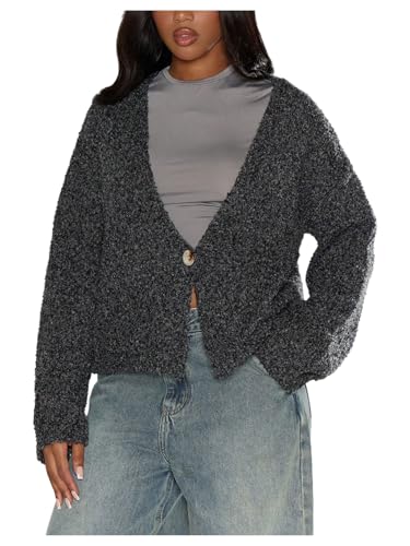 Image of COZYEASE Women's Oversized Striped Cardigan Sweaters Button Down Long Sleeve Drop Shoulder Knit Outerwear Coat