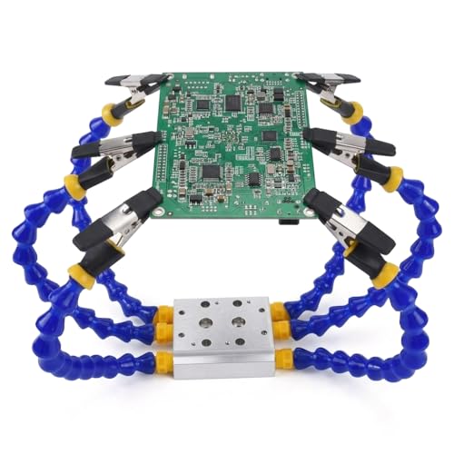 Image of Serplex Soldering Helping Hands Station with Weighted Metal Base Flexible Arms Alligator Clips, Solder Helping Hand Soldering Stand with Clamp for Electronics Repair PCB Work DIY Crafting