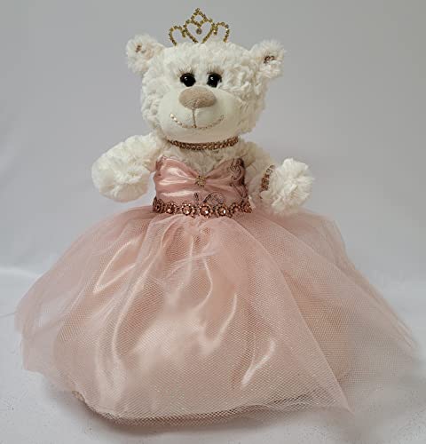 KINNEX COLLECTIONS SINCE 1997 12" Quince Anos Quinceanera Last Doll Teddy Bear with Dress (Centerpiece) ~ ARC09831-30 (Rose Gold)