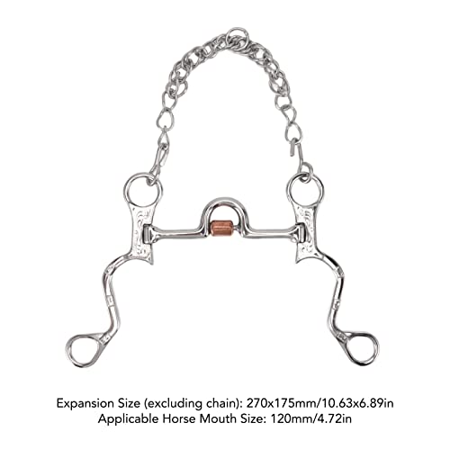 Natudeco 120 mm Pferdemaultrense mit Kette Pferdemaulgebiss Pferde lose Ringe Edelstahl Pferdegebiss Pferdemaul mit Kette Verschleißfeste Pferdetrense Gebiss Farm Horse Training Equipment