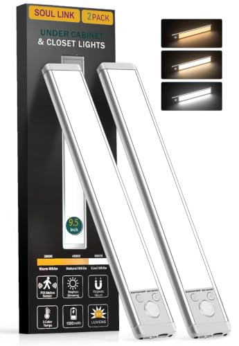Soul Link 2-Pack 9.5" 76-LED Motion Sensor Under Cabinet Lights, Wireless