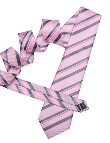 Image of Barry.Wang Mens Tie Set Plaid Check Neckties Formal Business Wedding Luxury Pocket Square Cufflinks