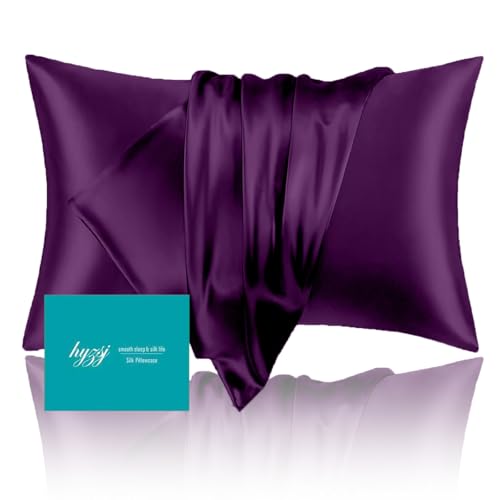 Mulberry Silk Pillowcase for Hair and Skin Queen Size 20X 30 with Hidden Zipper Softer Than Silk Pillow Cases Smooth Cooling Pillow Covers for Sleeping(Purple Queen 1Pcs)