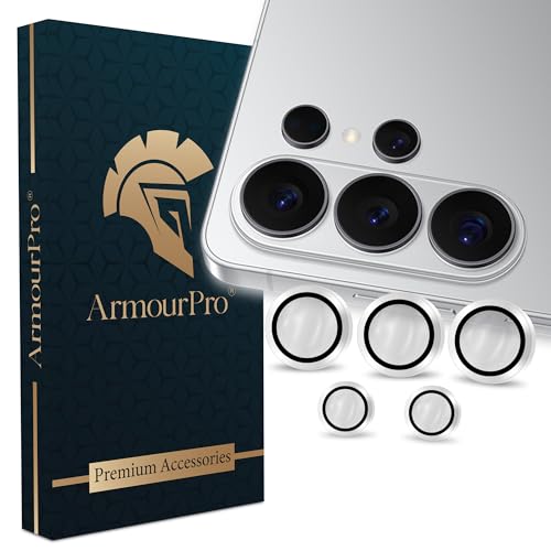 Image of ArmourPro Camera Lens Tempered Glass for Samsung Galaxy S26 Ultra (6.9 Inches) Tough HD Individual Aluminum Alloy Rings 9H Camera Cover, Scratch-Resistant,Camera Lens Protection| Silver, 1 Pack