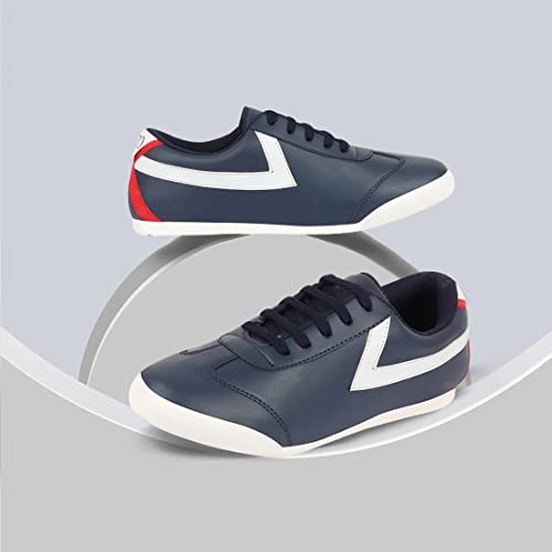 Image of FAUSTO Men's Lace-Up Classic Striped Sneakers Casual Shoes