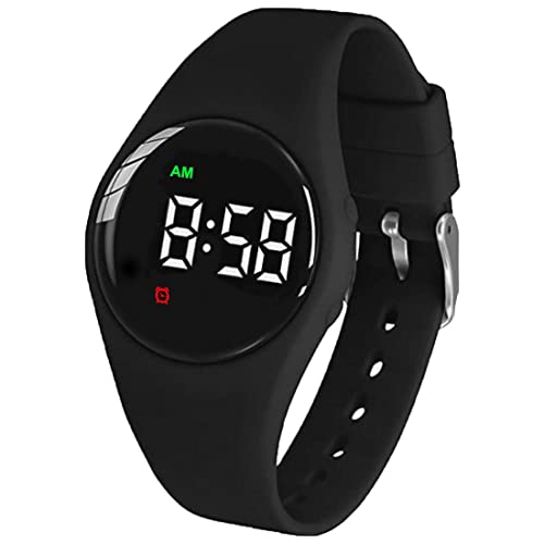 e vibra Reloj impermeable con alarma vibratoria recargable 15 alarma recordatorio reloj orinal reloj de entrenamiento con pantalla de bloqueo, Negro redondo., Moderno