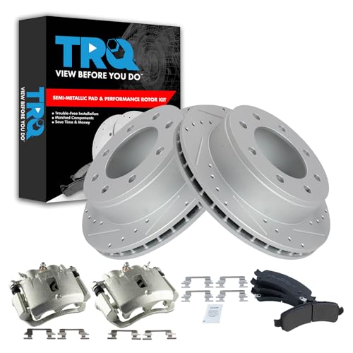 Image of TRQ Rear Metallic Pads Performance Rotors & Calipers Kit for Express 2500 3500 Savana 2500 3500 Van