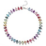 Dvacaman Crystal Necklace, Colorful Choker Necklace for Women Trendy Statement Necklace for Women Sparkly Cubic Zirconia Rhinestone Necklace for Women Prom Party Jewelry (Colorful)