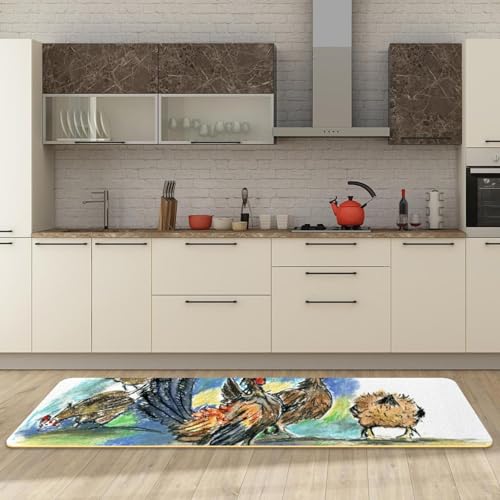Alfombrillas de cocina antideslizantes para evitar resbalones con diseño pastel de pollos 3