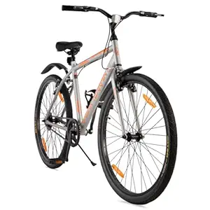 Urban Terrain UT7003S26 Denver City Bike with Complete Accessories, Free Cycling Event & Ride Tracking App by Cultsport (18 Inch Frame, Ideal for Unisex, Silver Black)
