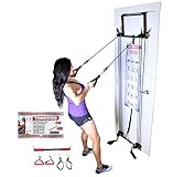 Tower 200 Home Gym Workout Resistance Bands Door Gym w Ankle Straps and Straight Bar Included