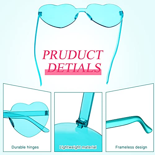 TOODOO 10 Pairs Heart Shaped Sunglasses Rainbow Sunglasses Candy Color Rimless Glasses for Women Girl Party Favor4