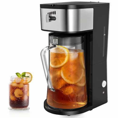 Iced Coffee Tea Maker With Reusable Filter Basket 3 QT Pitcher Iced Tea And Coffee Machine, Tea...