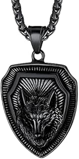Richsteel Wolf Tooth/Head Pendant Stainless Steel Necklace For Men Women, Viking Style Protection Jewellery, Engraved Available, Send Gift Box