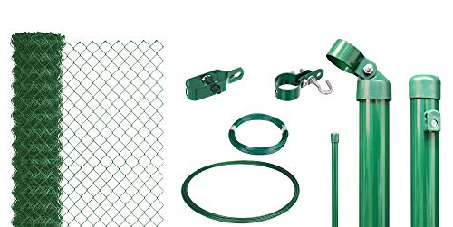 Preisvergleich Produktbild Alberts 633264 Maschendrahtzaun als Zaun-Komplettset, zum Einbetonieren / verschiedene Längen und Höhen - wahlweise in verschiedenen Farben / grün / Höhe 150 cm / Länge 15 m