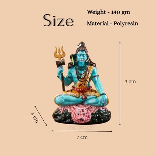 Image of Shiva Idol for Car Dashboard & Home Decor | 3.5 Inch Resin Shiv Ji Idol for Pooja Room, Living Room, Office, Spiritual Showpiece & Gift (7x5x9 cm)