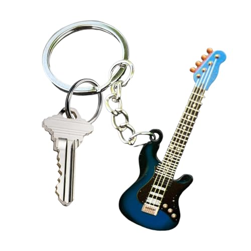 キーホルダー ギター - 楽器キーホルダー、音楽キーホルダー ステンレススチール,音楽キーホルダー ギターキーペンダント 男の子、女の子、ギター愛好家、ギタープレーヤー用