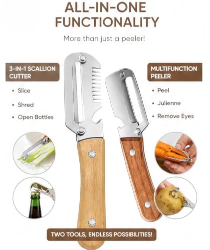 Image of 3 in 1 Stainless Steel Vegetable Peeler for Kitchen Multi-Functional Fruit & Veggie Shredder Slicer and Grater for Potatoes, Carrots, Cucumbers (Peeler Set of 2)