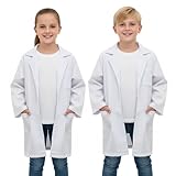 HISUNBEN Blouse de laboratoire pour enfants, costume de scientifique, blouse blanche avec boutons et poche, pour garçons et filles, manteau de laboratoire médicale et chimique, pour Halloween et