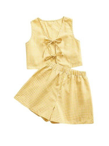 SOLY HUX Women's Summer 2 Piece Outfits Plaid Print Sleeveless