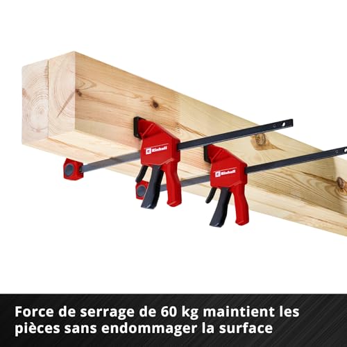 Original Einhell Set de serre-joints 2 x 300 mm (Poignée rapide, ouverture 300 mm, force 60 kg, écarteur, profondeur, conversion sans outil, guide acier) – vue 4