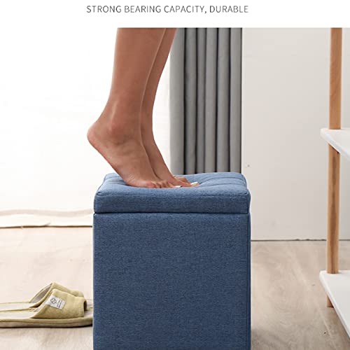 Pouf coffre de rangement en lin marron pour optimiser l'espace des petits salons