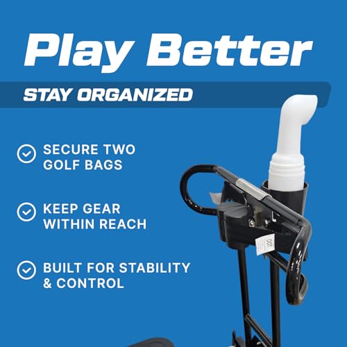Image of Evolution Golf Bag Holder Attachment with Sand Bottle Kit - Fits Golf Carts 4 & 6 Passenger Model - Durable Golf Cart Bag Carrier with Easy Installation, Secure Fit & Weather Resistant Design | Black