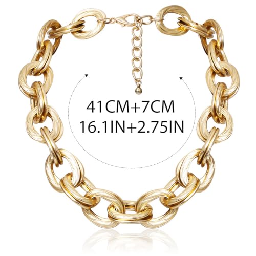 ACEDRE Chunky Choker Necklace Gold Cuban Link Chain Double O Link Necklaces Punk Hip-hop Jewelry for Women3