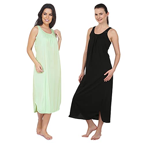 Image of BLAZON Women's Cotton Hosiery Solid Maxi Nighty Slip (Pack of 2) Available Sizes: S, M, L, XL, 2XL, 3XL, 4XL, 5XL