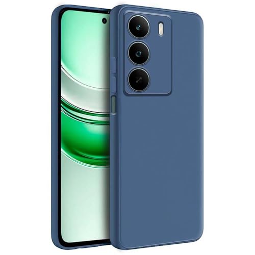 Image of Fashionury Liquid Silicon Back Cover for Realme P3 Lite 5G / Narzo 80 Lite 5G / Realme C73 5G / Realme C75 5G | Camera Protection | Anti-Fingerprint | Inner Velvet Fabric | Ultra Slim Case (Blue)