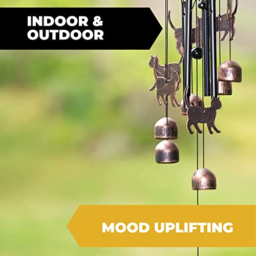 Dawhud Direct 27" H Cats Wind Chimes For Outside Unique Kitten Memorial Windchimes Outdoor Decorations Garden Decor Cat Lover Gift For Women, Mom, Grandma, Unisex #TOP3