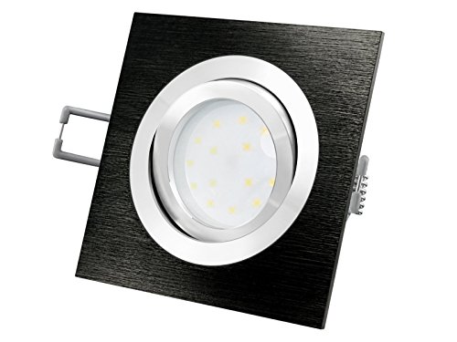 SSC-LUXon Spot LED encastrable ultra plat (30 mm) QF-2 carré en aluminium brossé et orientable avec module LED 5 W blanc neutre 4000 K 230 V sans transformateur Cover
