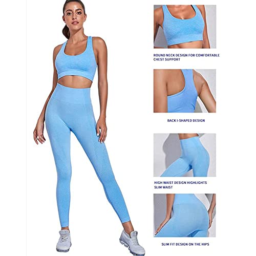 DONYKARRY Seamless Tracksuit for Women,2/3pcs Outfits Workout Joggers Yoga Gym Sportswear Leggings and Stretch Sports Bra Jumpsuits Clothes Sets